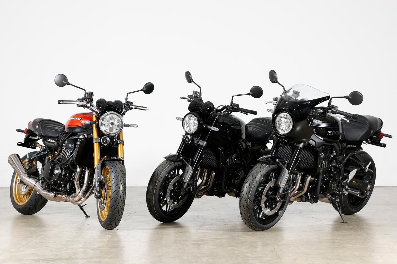 画像: ▲左から「Z900RS SE」「Z900RS Black Ball Edition」「Z900RS CAFE」。