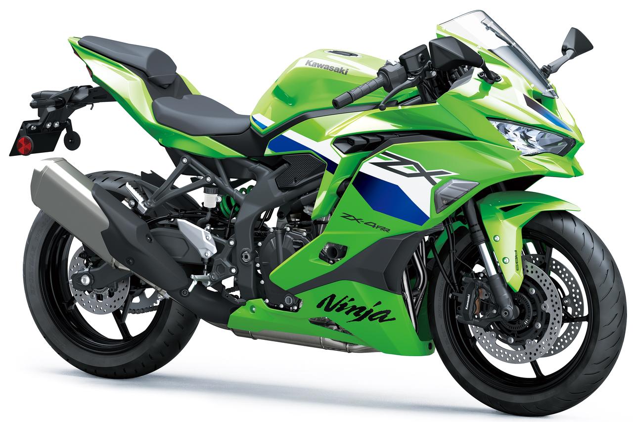 画像: Kawasaki Ninja ZX-4RR 2026年モデル 総排気量:399cc エンジン形式:水冷4ストDOHC4バルブ並列4気筒 シート高:800mm 車両重量:189kg 発売日:2025年9月1日(月) 税込価格:121万円 カラー:ライムグリーン
