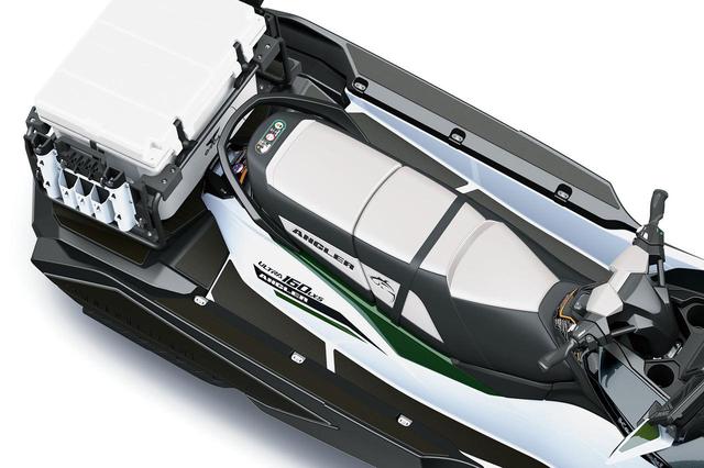 画像: ▲シートに横向きに座った時の快適な膝の角度を考慮して設計されたサイドフロートは、上部に滑り止めマットが採用されている。