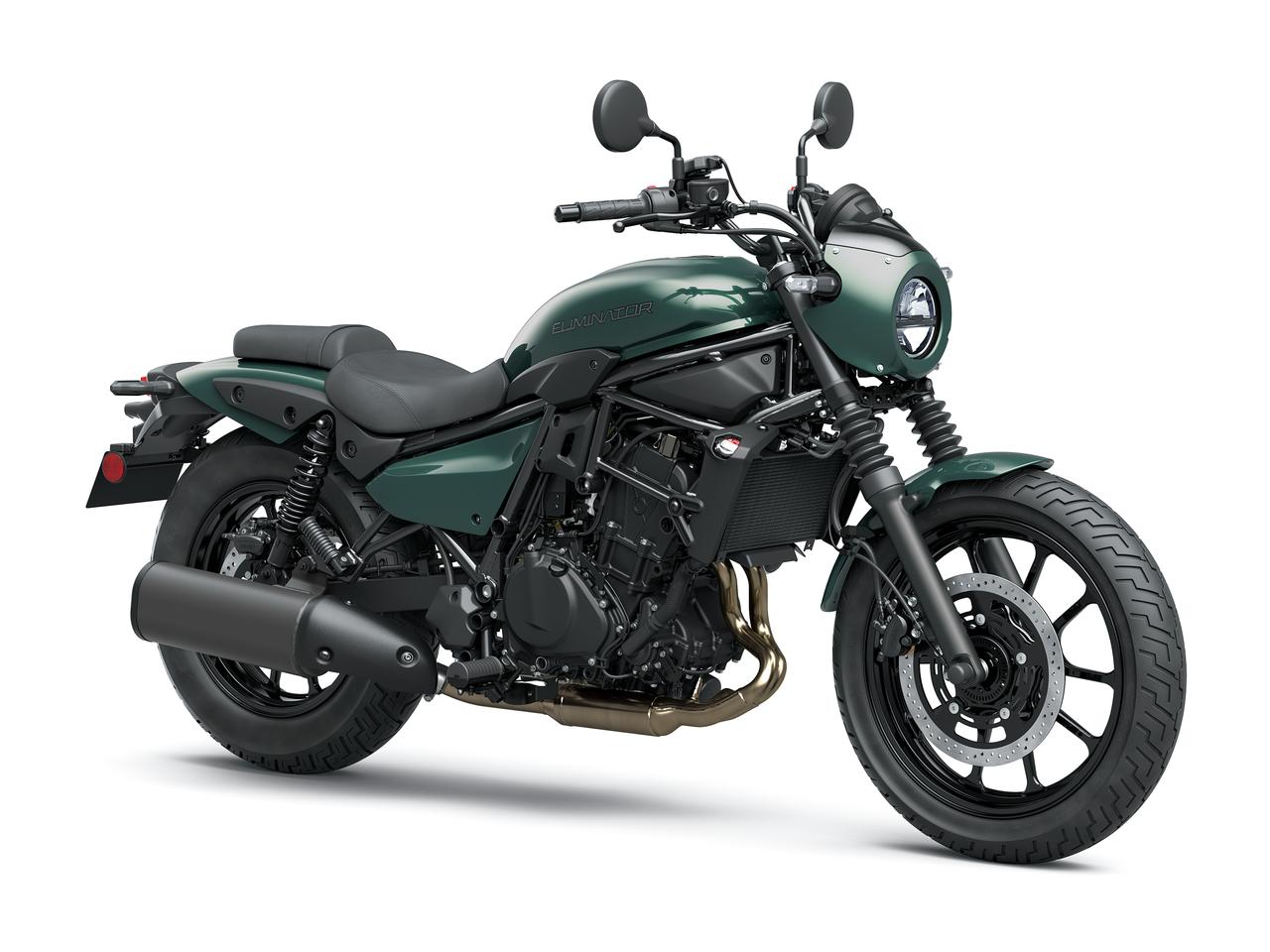 画像: Kawasaki ELIMINATOR SE 2027年モデル 総排気量：398cc エンジン形式：水冷4ストDOHC4バルブ並列2気筒 シート高：735mm 車両重量：178kg 発売日：2026年7月18日（土） 税込価格：95万7千円 カラー：メタリックブルーイッシュグリーン