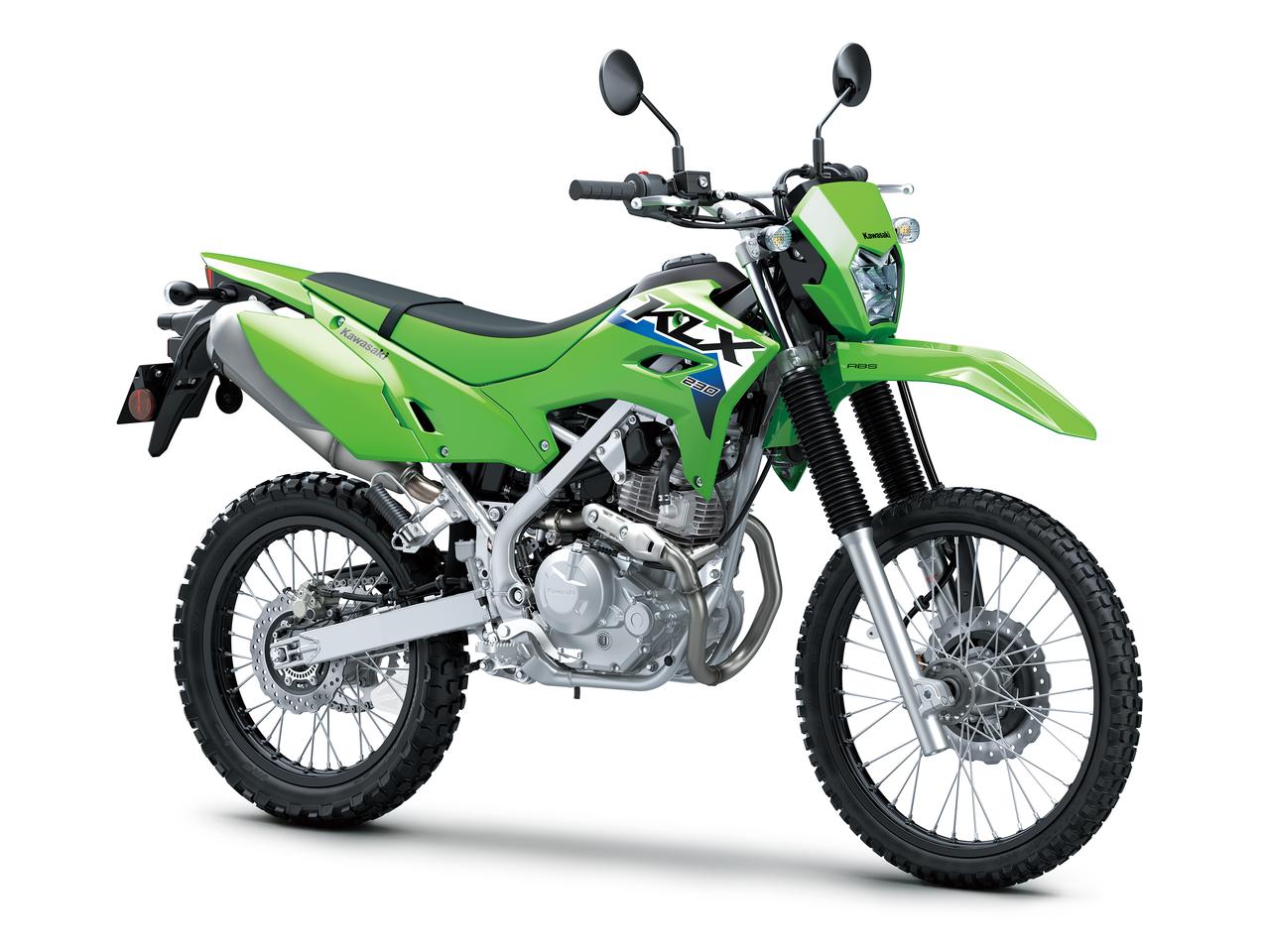 画像: Kawasaki KLX230 2026年モデル 総排気量：232㎤ エンジン形式：空冷4ストローク単気筒/SOHC 2バルブ シート高：880mm 車両重量：133kg カラー：ライムグリーン メーカー希望小売価格：616,000円（本体価格560,000円/消費税56,000円）