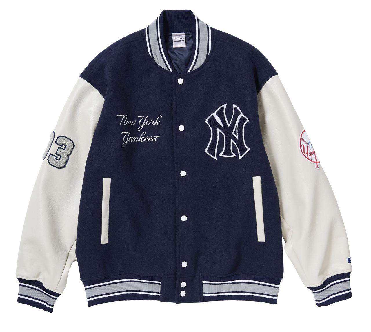 画像: 「STANDARD LOGO VARSITY JACKET」（2万4000円）　画像：ファナティクス・ジャパン提供、写真はニューヨーク・ヤンキース（NYY）のデザイン