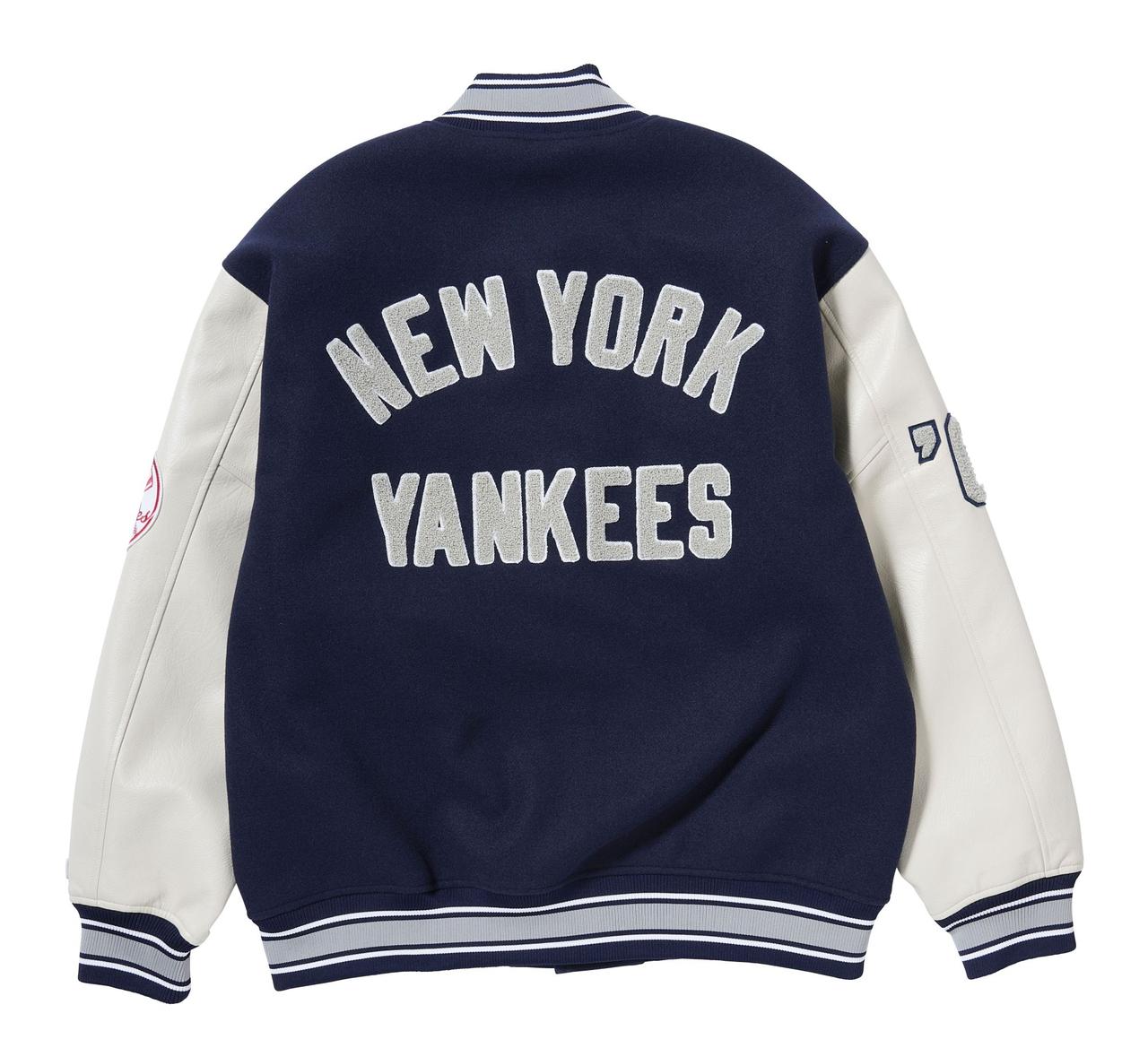 画像: 「STANDARD LOGO VARSITY JACKET」バックデザイン　画像：ファナティクス・ジャパン提供、写真はニューヨーク・ヤンキース（NYY）のデザイン