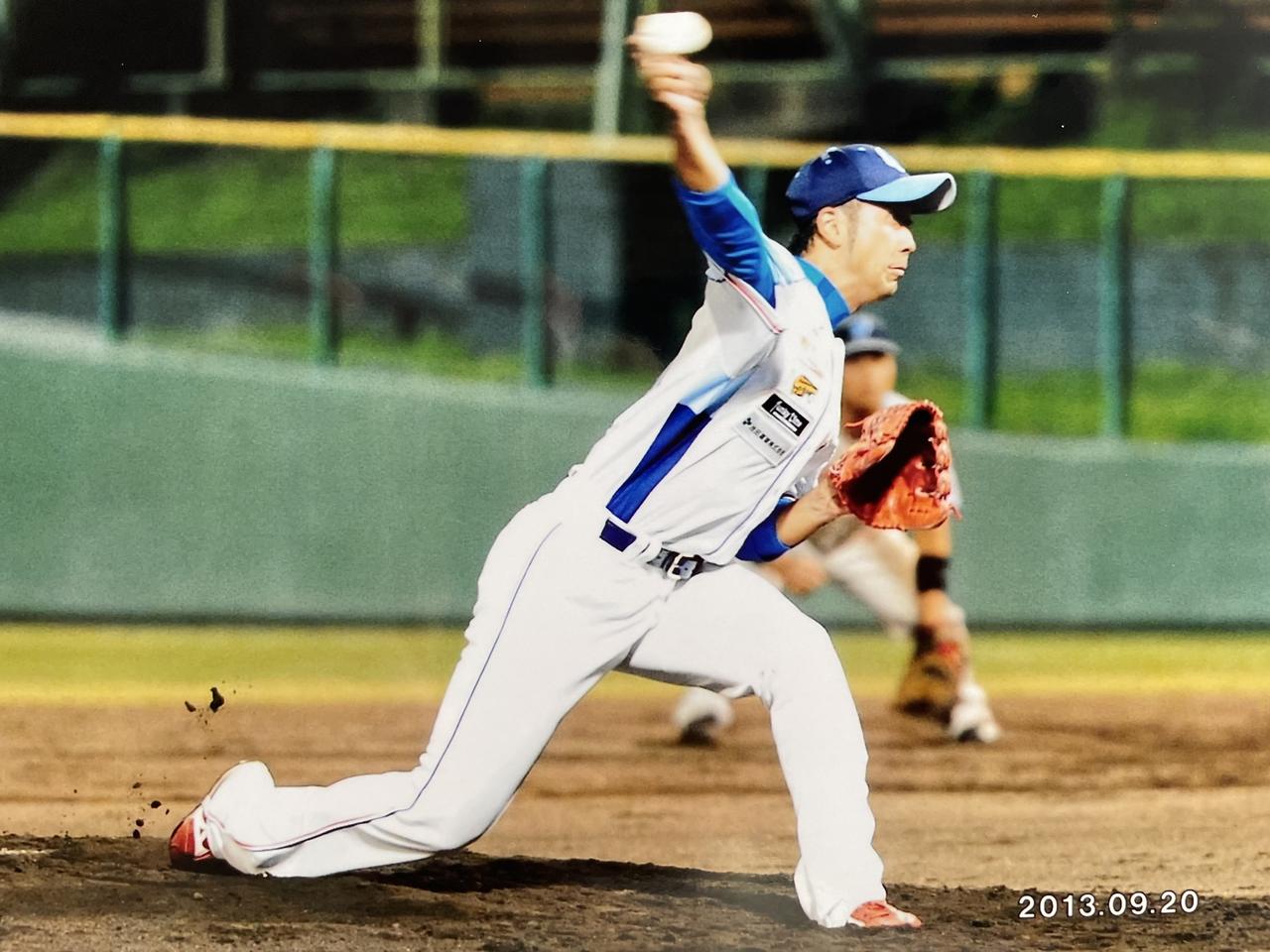 画像: 現役最終年の2013年は、徳島インディゴソックス（四国アイランドリーグplus）に派遣され、マウンドに上がった。　本人提供
