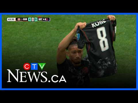 画像: Saliba scores as tribute for injured teammate Koné, bringing Canada 4-0 against Qatar www.youtube.com