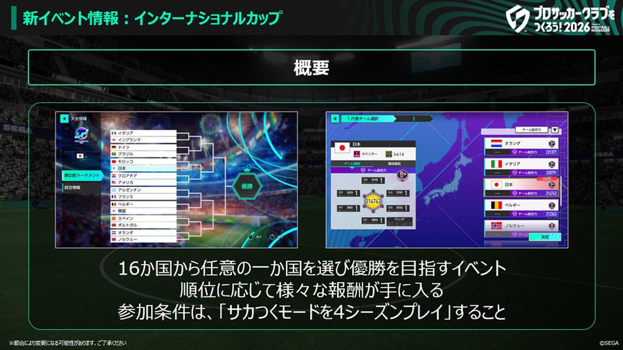 画像1: サカつく2026、期間限定イベント「インターナショナルカップ」追加!影山優佳さんの特別練習カード“知の探究者”も登場