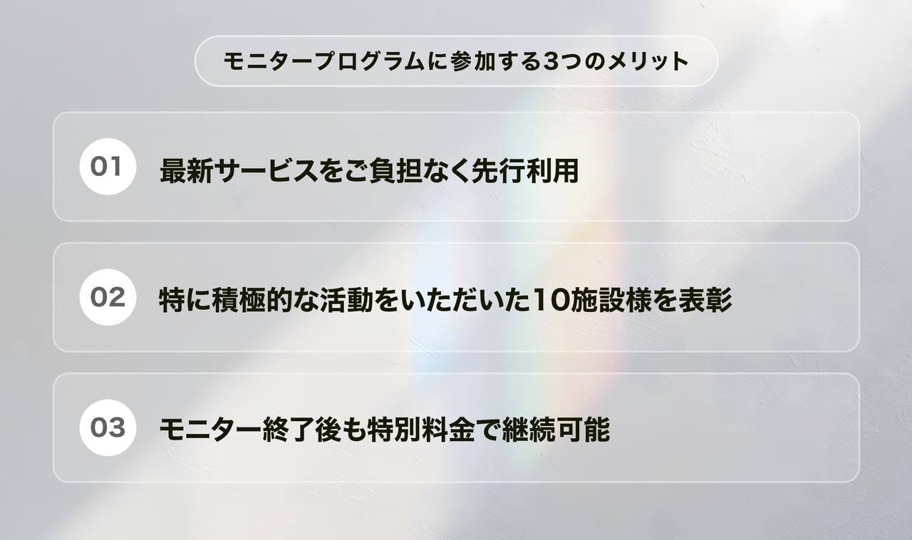 画像: モニタープログラムのポイント