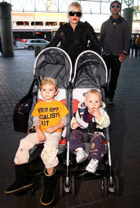Gwen Stefani and Gavin Rossdale seen catching a flight with Kingston and Zuma in Los Angeles