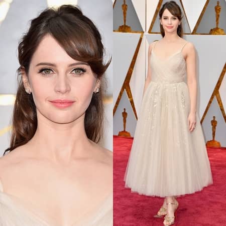 フェリシティ・ジョーンズ Felicity Jones オスカー アカデミー賞 アフターパーティ レッドカーペット ジュエリー 日本のブランド 京都発 俄 NIWAKA にわか ダイヤモンド ハイジュエリー